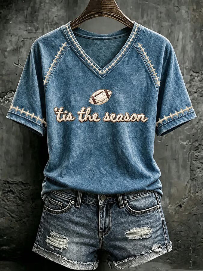 Football Game Day Tis The Season V-Neck T-Shirt 7 Football Game Day Tis The Season V-Neck T-Shirt