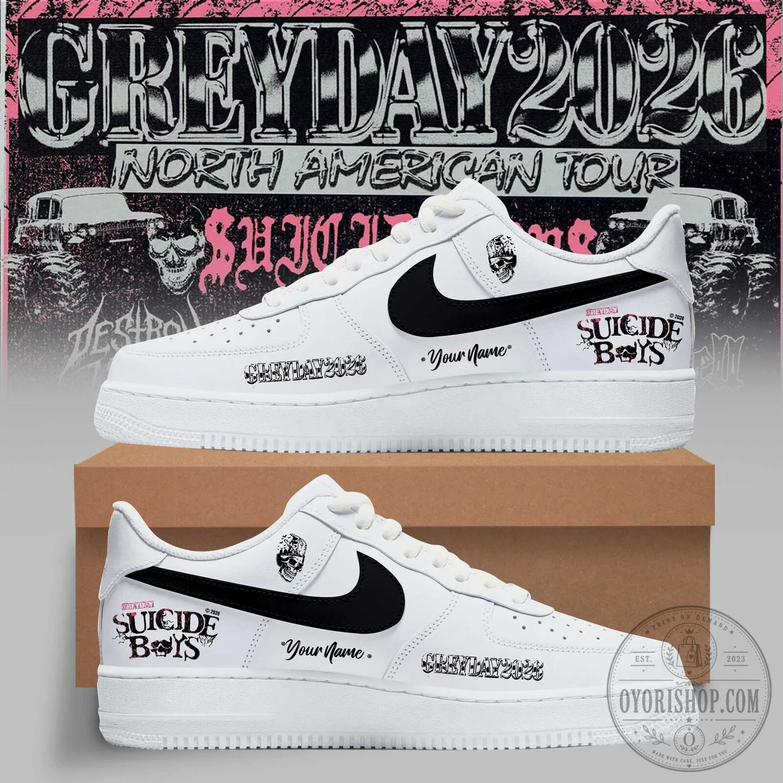 Suicideboys Greyday 2026 North American Tour Custom Name Shoes 2 Suicideboys Greyday 2026 North American Tour Custom Name Shoes