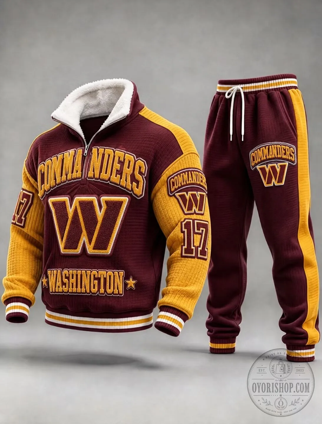 Washington Commanders Football Team Half-Zip Sweatshirt and Sweatpants Set