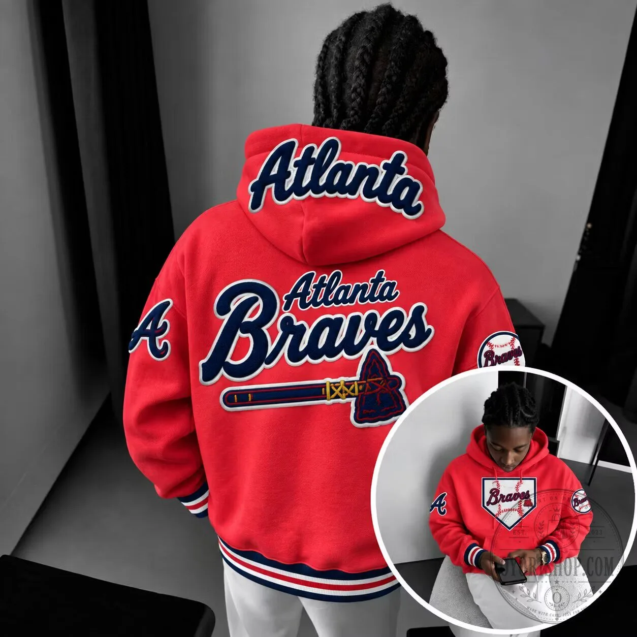 Atlanta Braves Baseball Team Logo Red Unisex Adult Hoodie