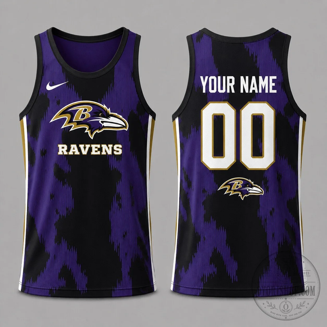 Baltimore Ravens Personalized Custom Name and Number Basketball Tank Top