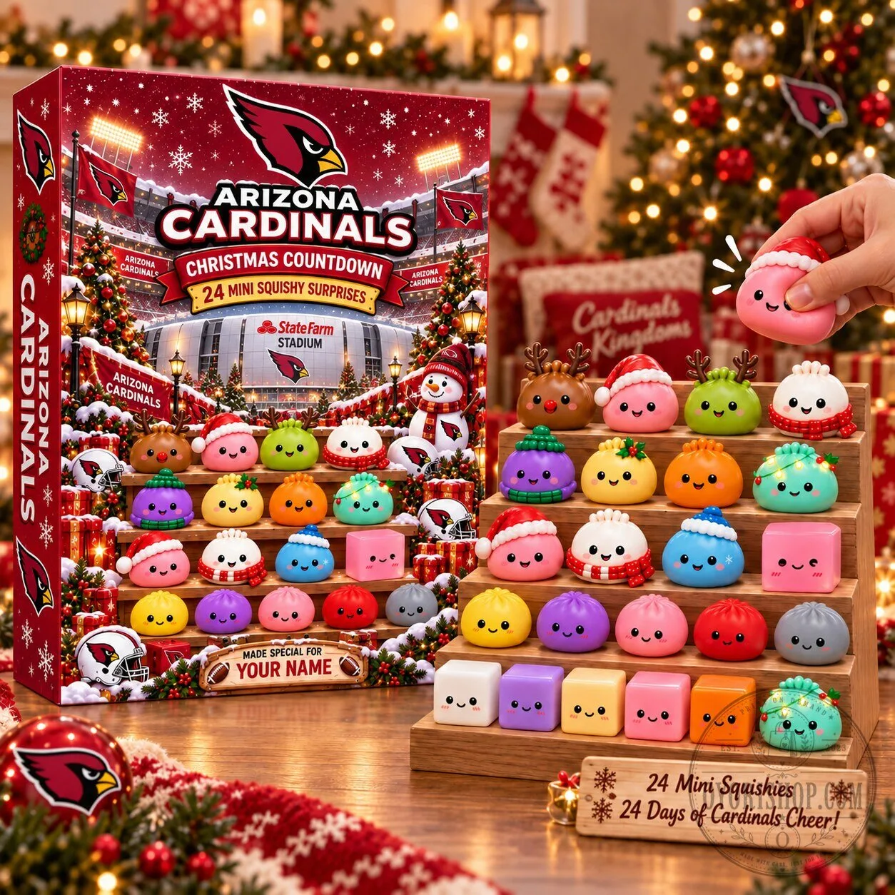 Arizona Cardinals Christmas Countdown 24 Mini Squishy Surprises Advent Calendar