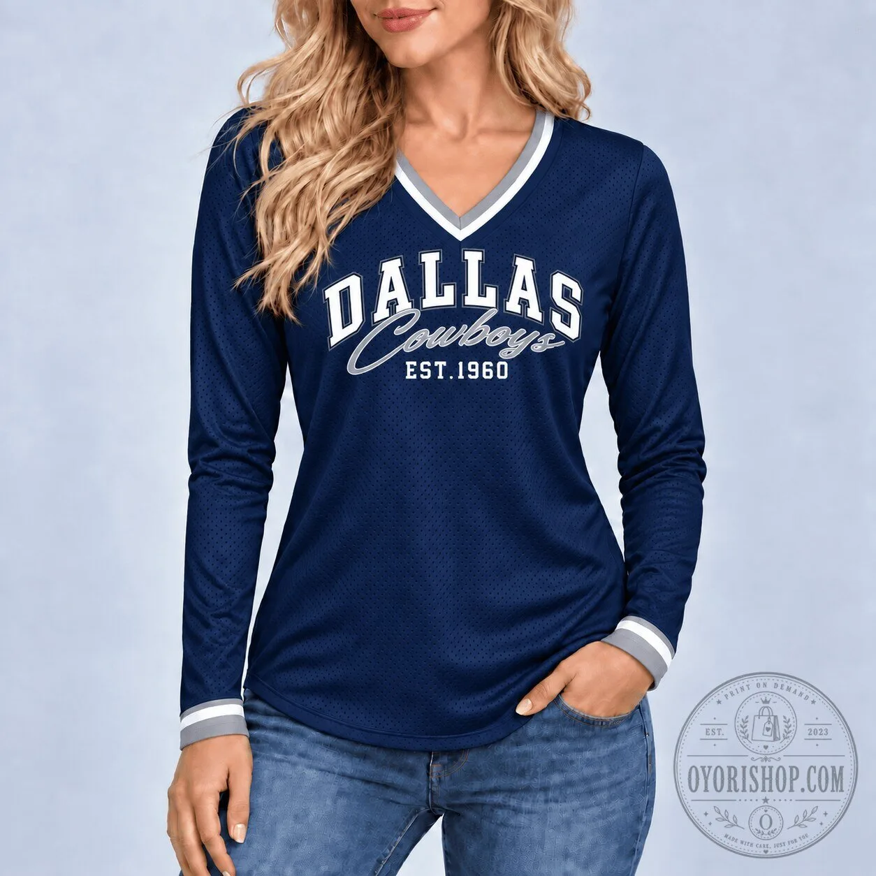 Dallas Cowboys Established 1960 Women's Long Sleeve V-Neck T-Shirt