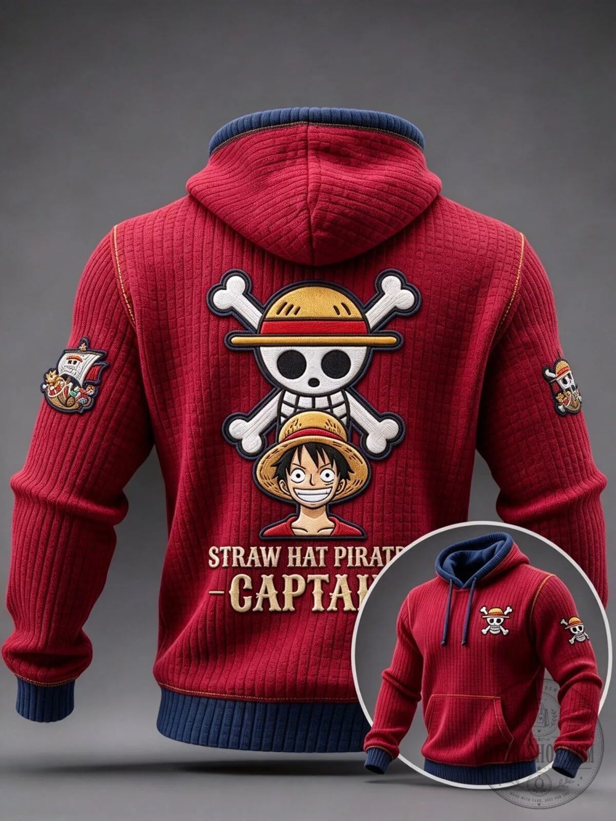 One Piece Monkey D. Luffy Straw Hat Pirate Captain Red Hoodie