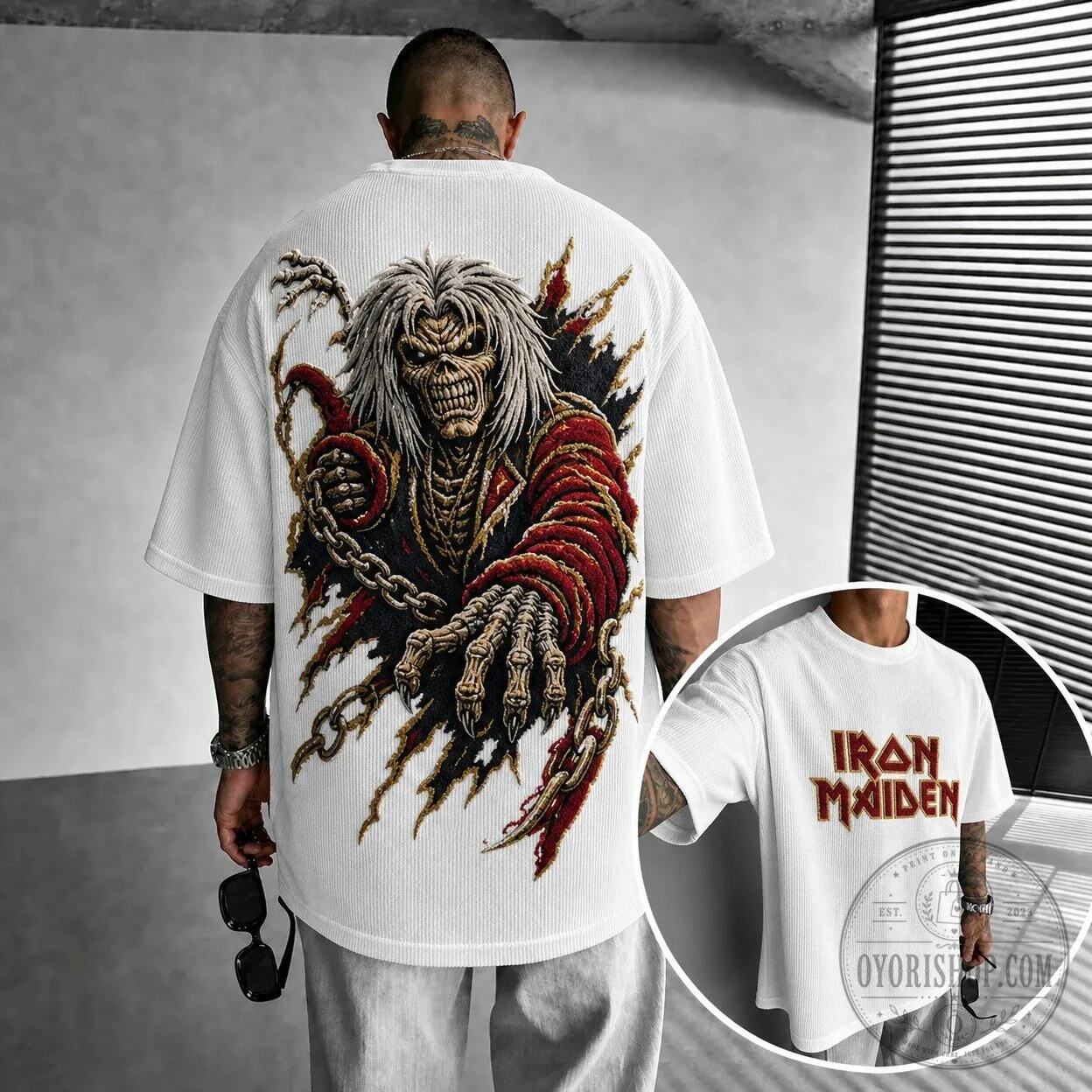 Iron Maiden Eddie The Head Monster Graphic Print Crewneck T-Shirt