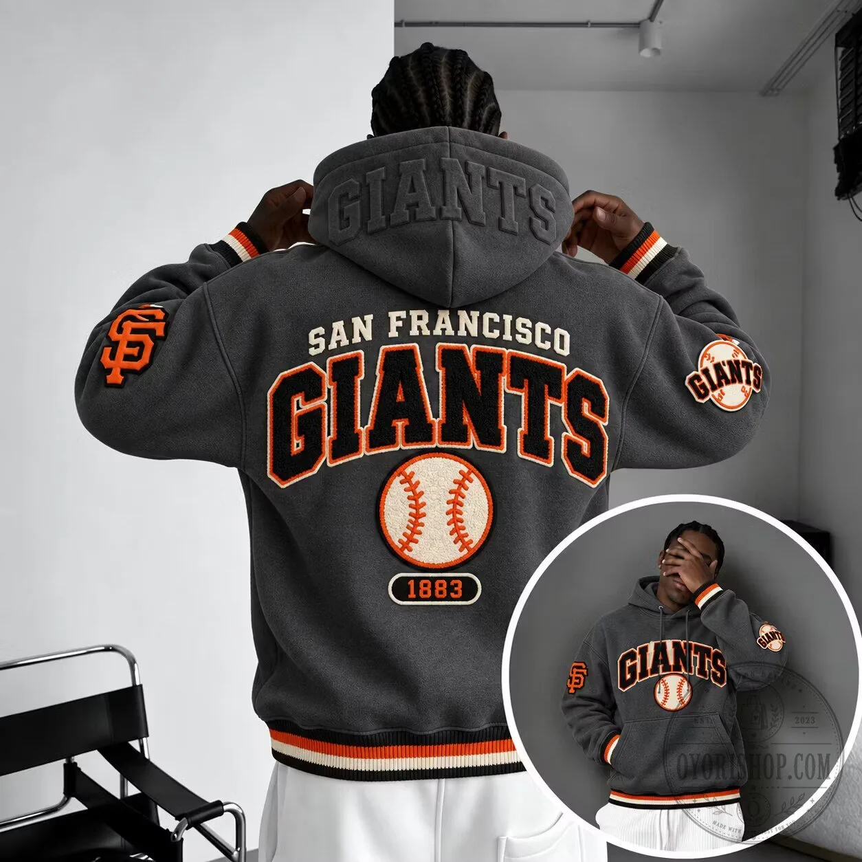 Hoodie Featuring Embroidered Logo of San Francisco Giants Baseball Team