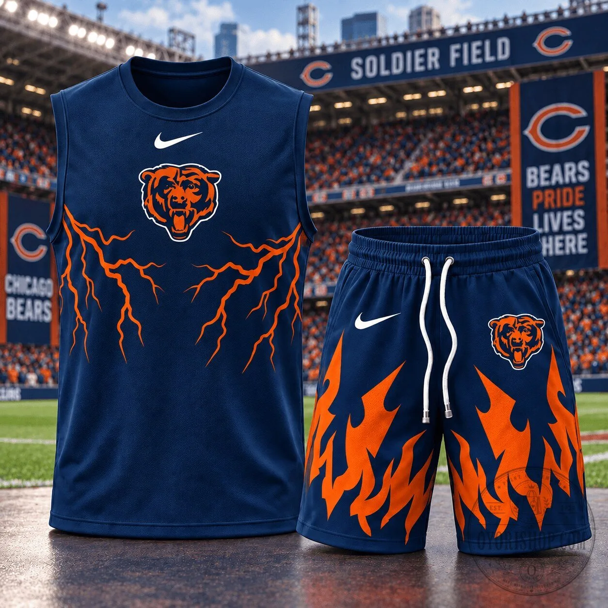 Chicago Bears Shirt and Shorts Set with Fierce Graphic Design