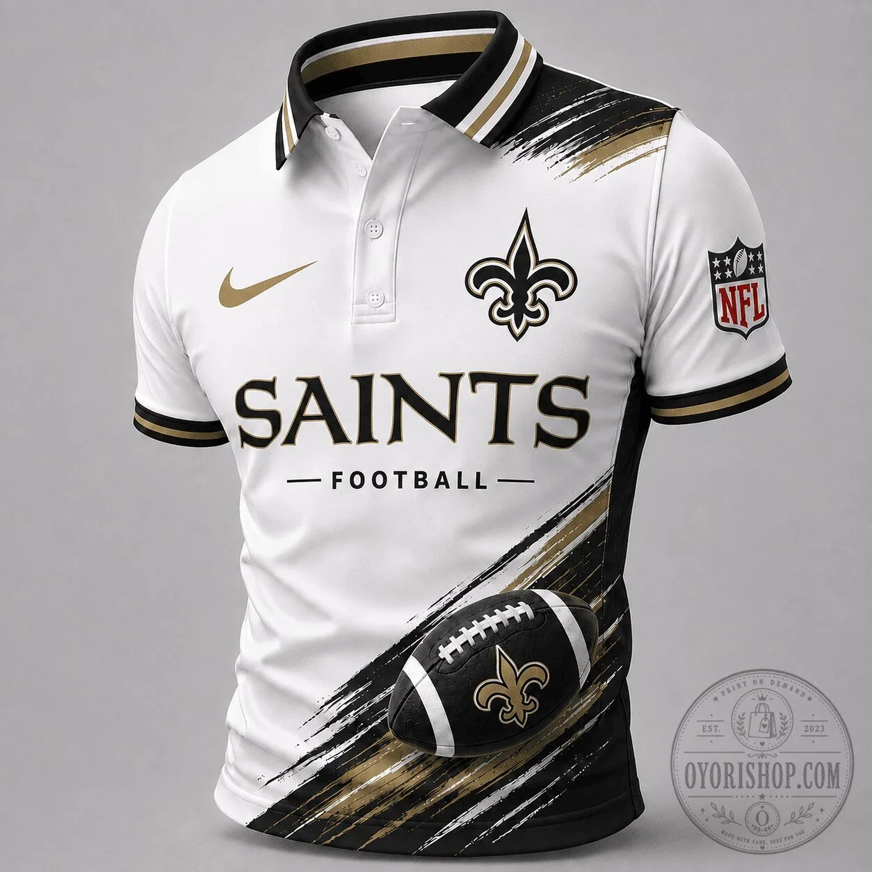 Dynamic Gridiron Style Polo Shirt for New Orleans Saints NFL Fans