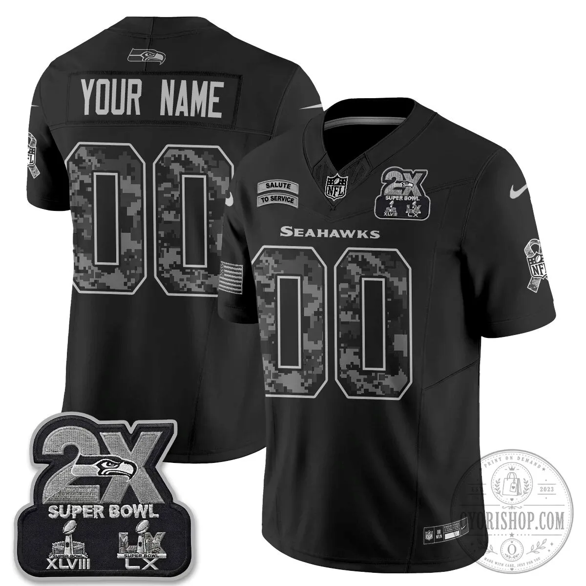 Custom Black Football Jersey Honoring Seattle Seahawks Salute to Service 8 Custom Black Football Jersey Honoring Seattle Seahawks Salute to Service
