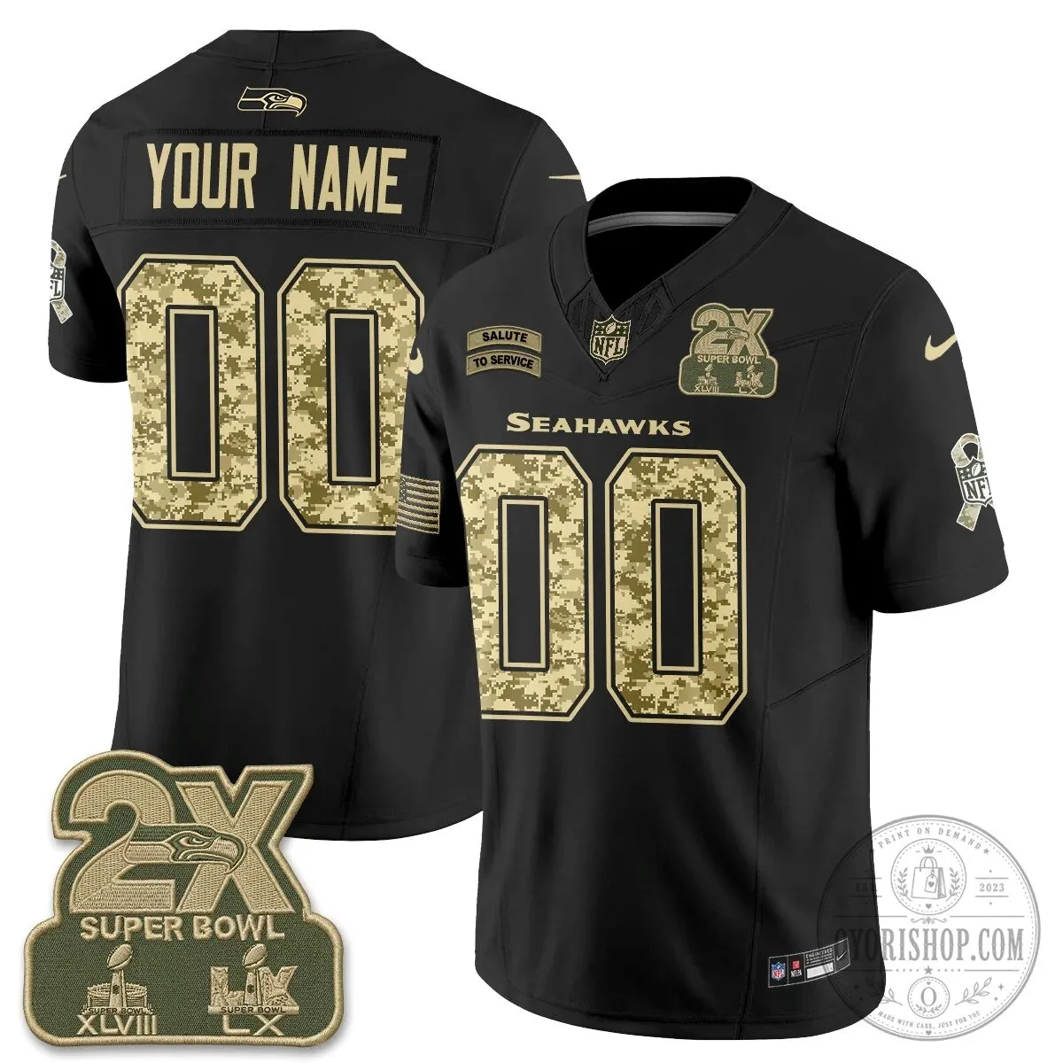 Custom Black Football Jersey Honoring Seattle Seahawks Salute to Service 9 Custom Black Football Jersey Honoring Seattle Seahawks Salute to Service