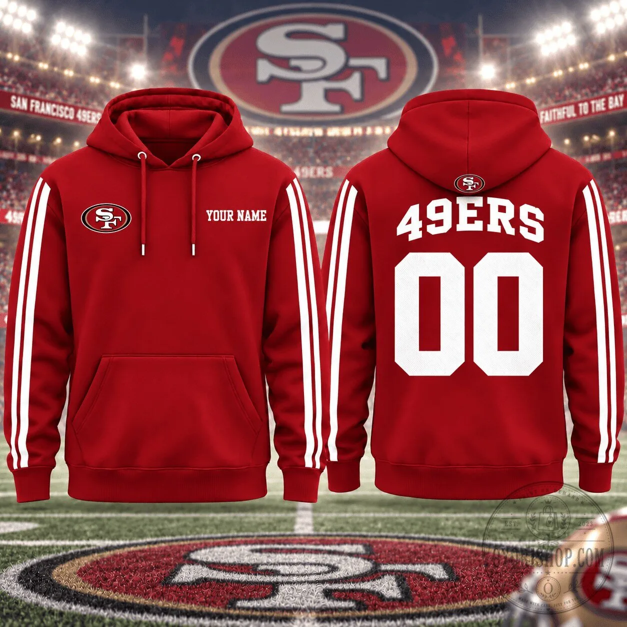 San Francisco 49ers Personalized Name And Number Red Hoodie