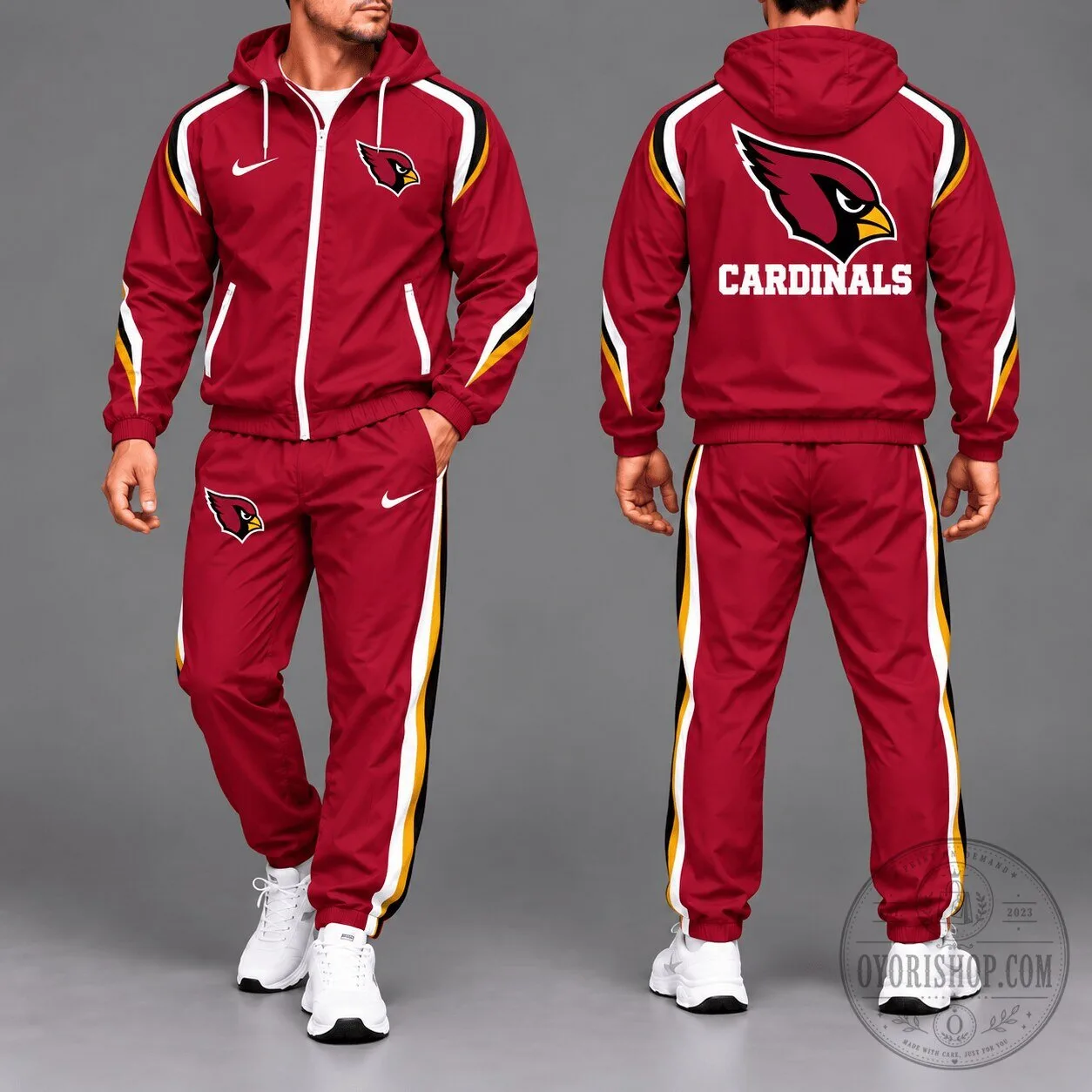 Arizona Cardinals NFL Football Team Logo Red Full-Zip Hooded Tracksuit
