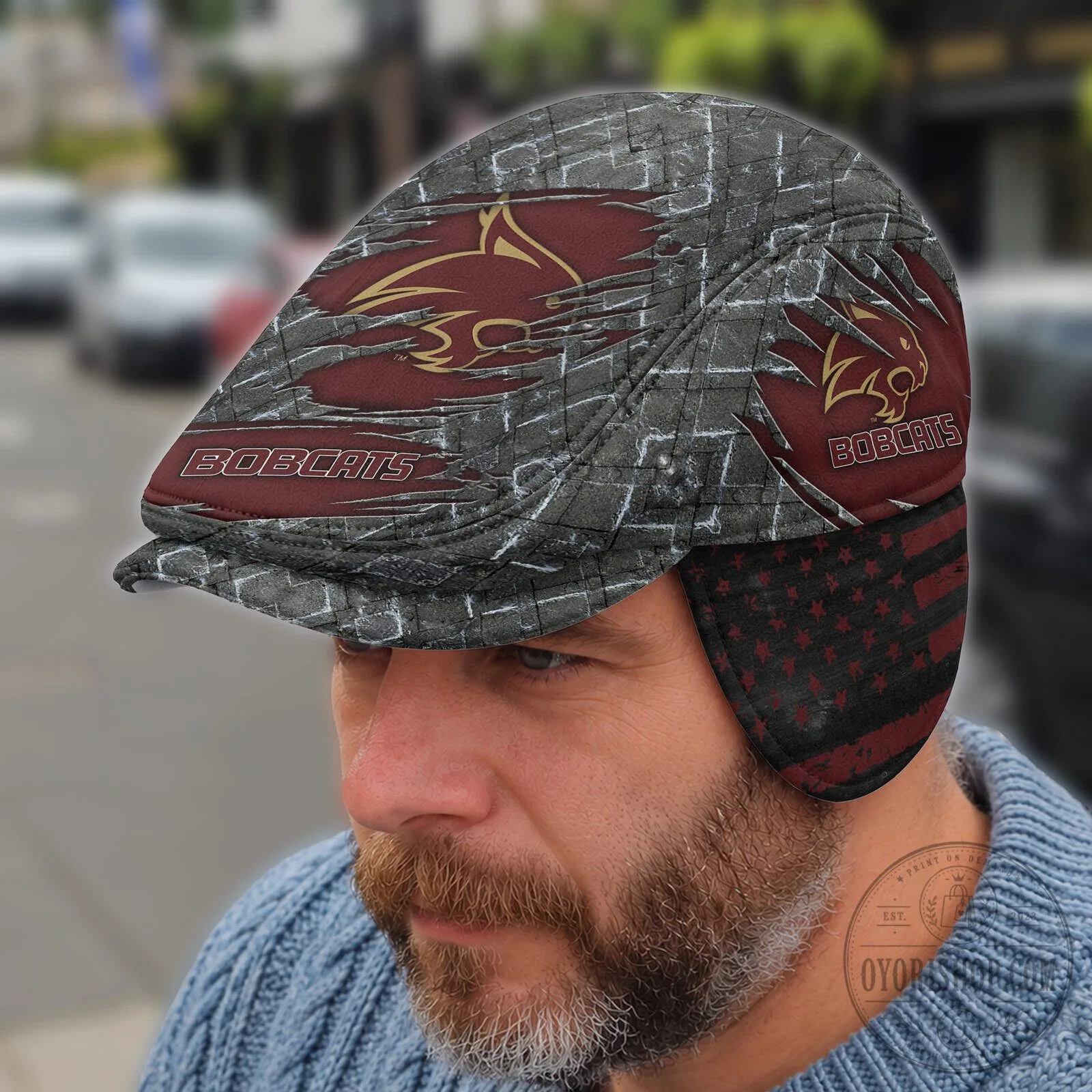 Texas State Bobcats NCAA Flat Cap with Foldable Ear Flaps