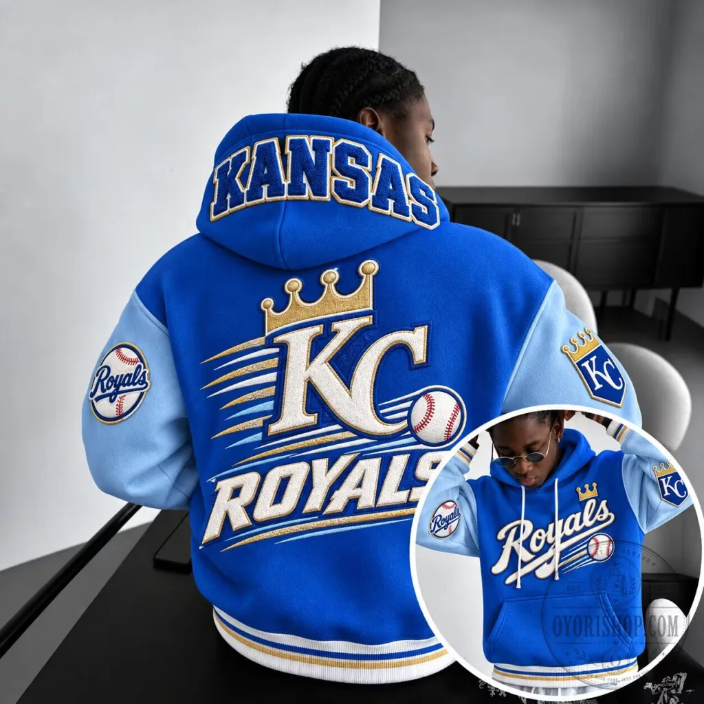 Royal Blue Hoodie featuring Kansas City Royals Baseball Team Emblem Royal Blue Hoodie featuring Kansas City Royals Baseball Team Emblem