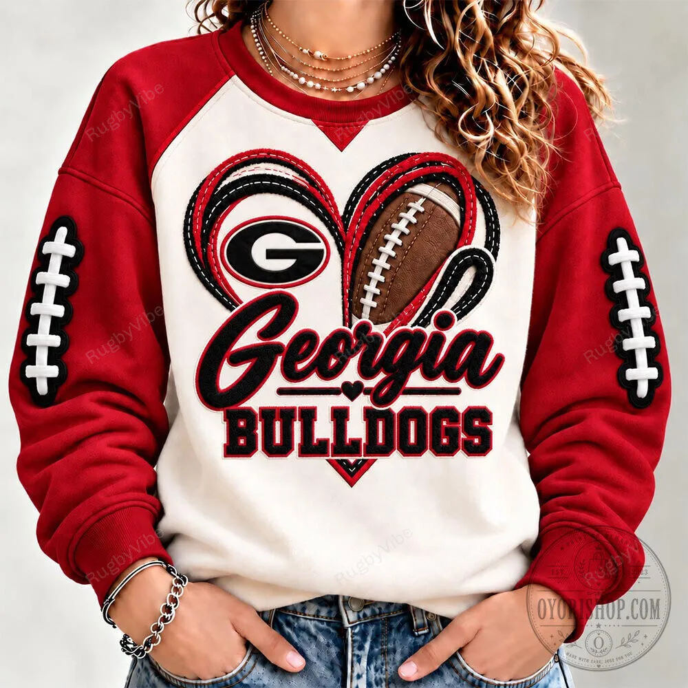 Georgia Bulldogs Football Heart Logo Sweatshirt