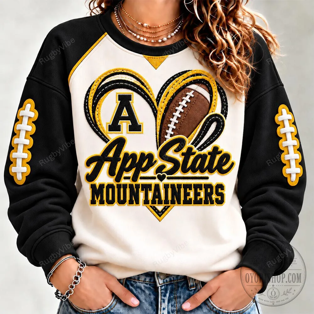 Appalachian State Mountaineers Football Heart Design Sweatshirt