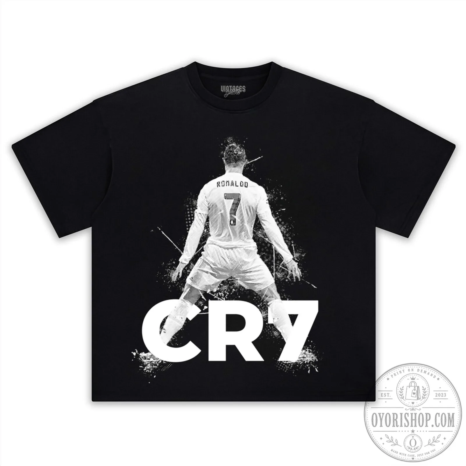 Cristiano Ronaldo CR7 Football Celebration Black Graphic T-Shirt 19 Cristiano Ronaldo CR7 Football Celebration Black Graphic T-Shirt
