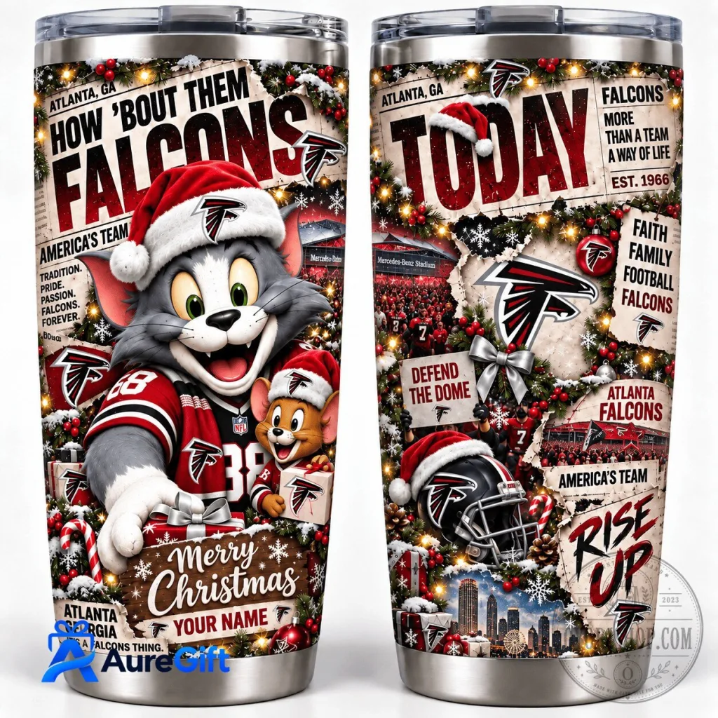 Atlanta Falcons Tom and Jerry Christmas Kickoff Personalized Tumbler Atlanta Falcons Tom and Jerry Christmas Kickoff Personalized Tumbler