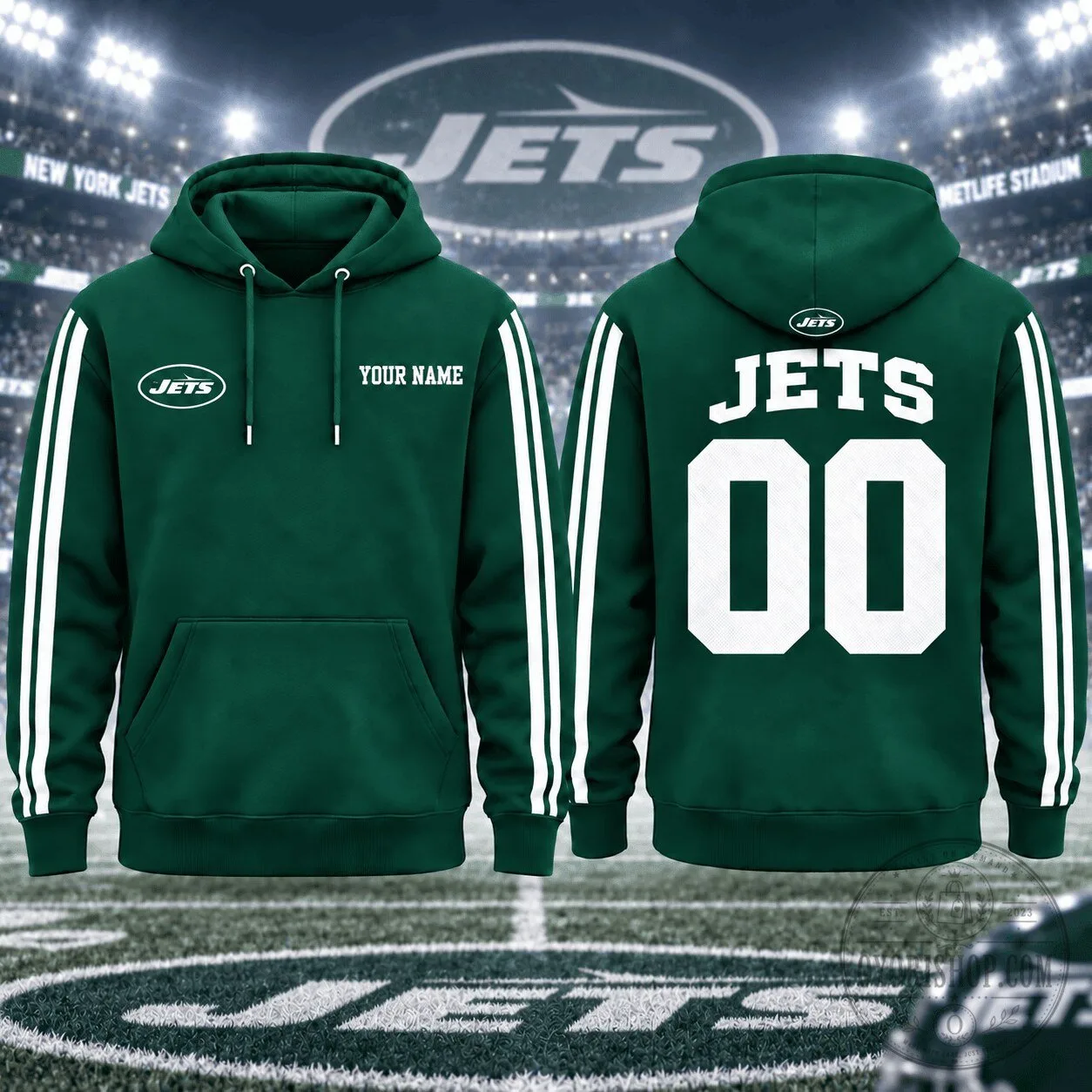 New York Jets Personalized Name And Number Football Team Fan Hoodie