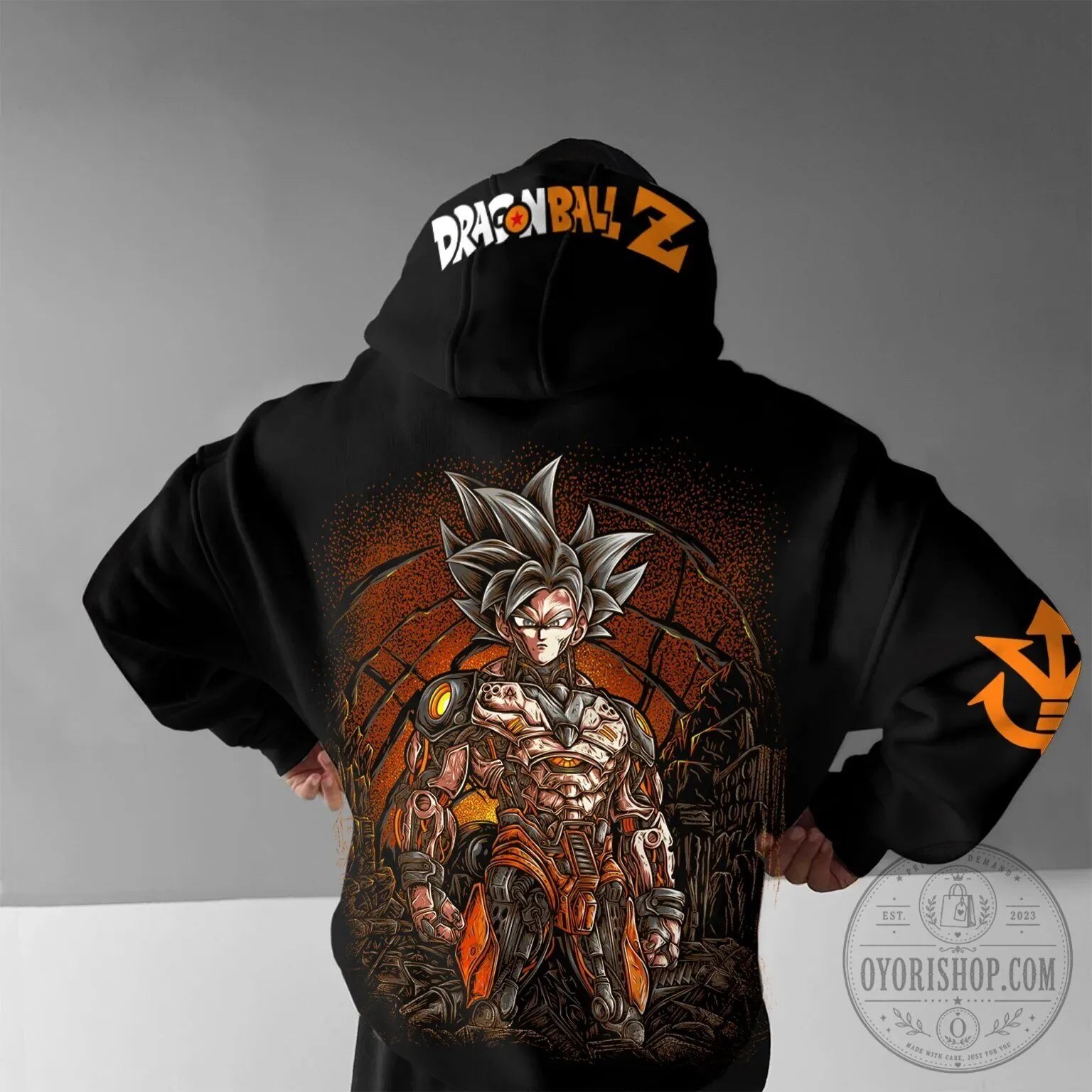 Dragon Ball Z Goku Super Saiyan Mecha Anime Black Oversized Hoodie