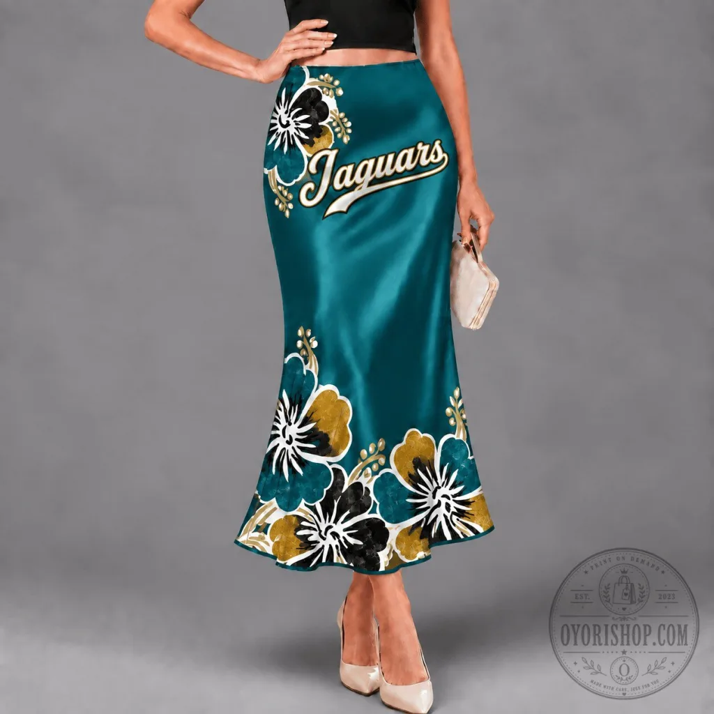 Jacksonville Jaguars Hibiscus Floral High-Waisted Maxi Skirt Jacksonville Jaguars Hibiscus Floral High-Waisted Maxi Skirt