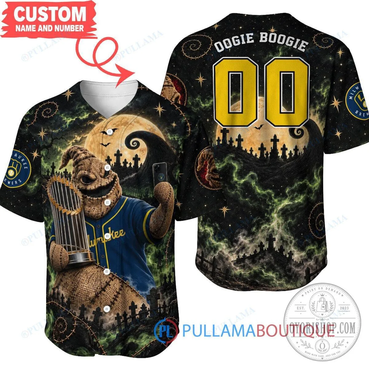 Milwaukee Brewers Oogie Boogie World Series Championship Baseball Jersey