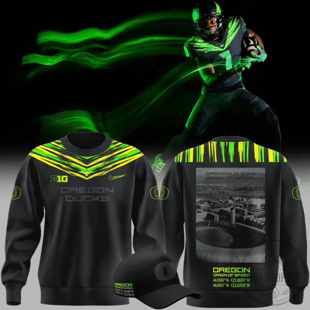 Oregon Ducks Origin of Speed Football Team Black Sweatshirt Oregon Ducks Origin of Speed Football Team Black Sweatshirt