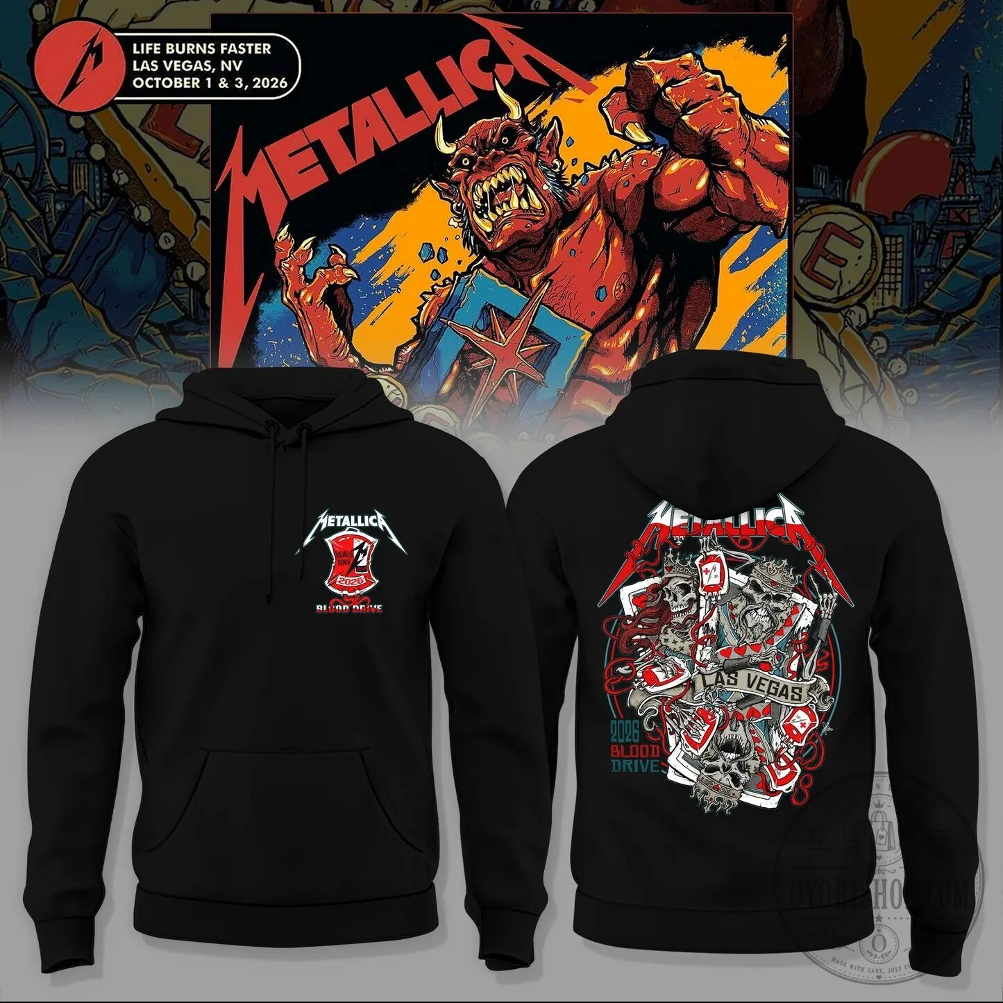 Las Vegas Metallica M72 World Tour Hoodie - Life Burns Faster Edition