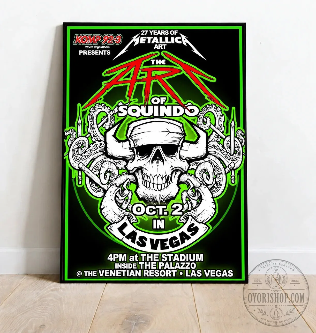 Metallica Art Of Squindo Las Vegas Concert Music Poster Wall Art