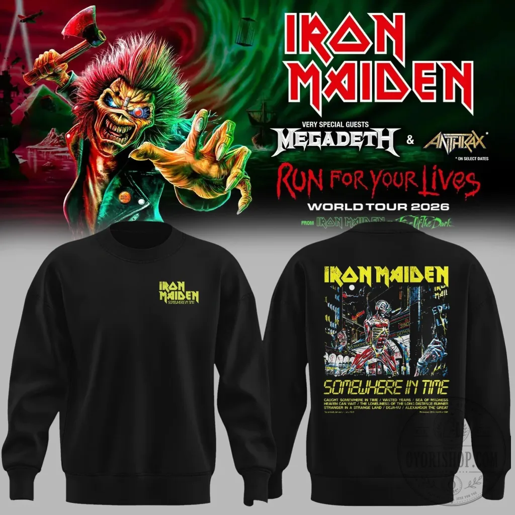 Iron Maiden Somewhere In Time Album Tracklist Heavy Metal Band Sweatshirt Iron Maiden Somewhere In Time Album Tracklist Heavy Metal Band Sweatshirt