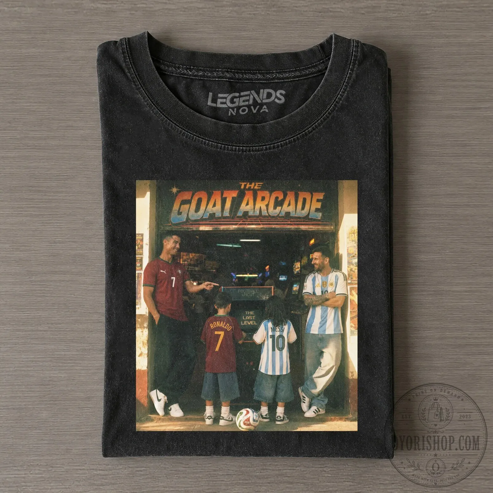Cristiano Ronaldo and Lionel Messi The GOAT Arcade Vintage T-Shirt