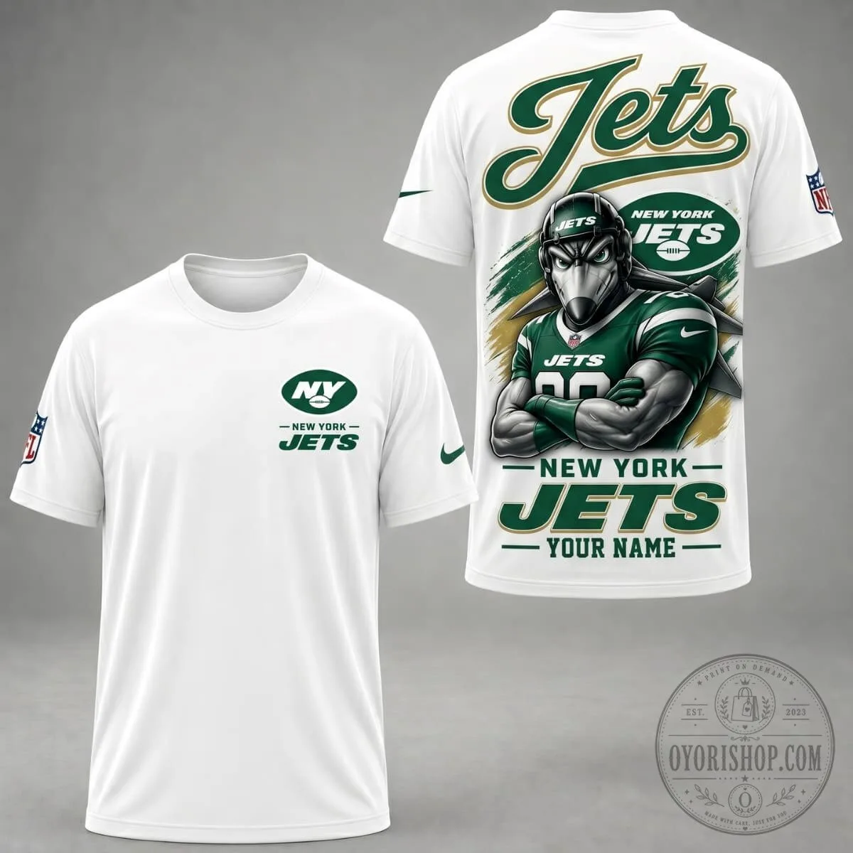 New York Jets Fan Shirt Personalized Mascot Legacy White T-Shirt