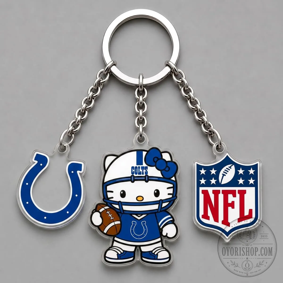 Indianapolis Colts Hello Kitty National Football League Triple Charm Keychain