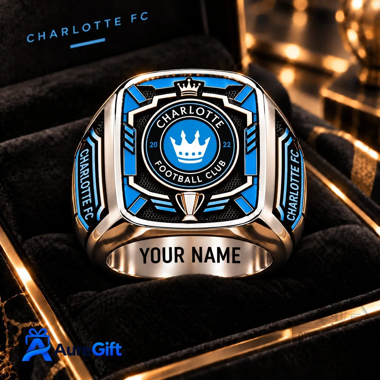 Charlotte FC Major League Soccer Personalized Engraved Football Club Ring