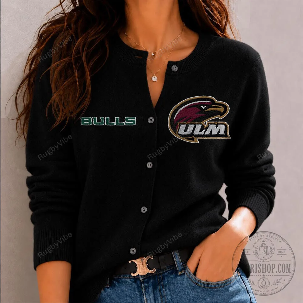 Louisiana Monroe Warhawks Bulls Embroidered Cardigan Sweater
