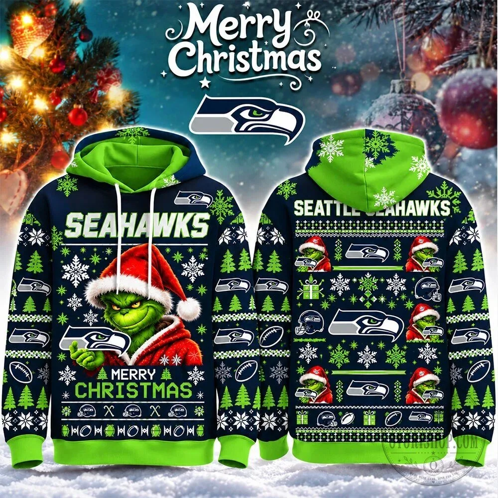 Seattle Seahawks Grinch Merry Christmas Ugly Sweater Hoodie