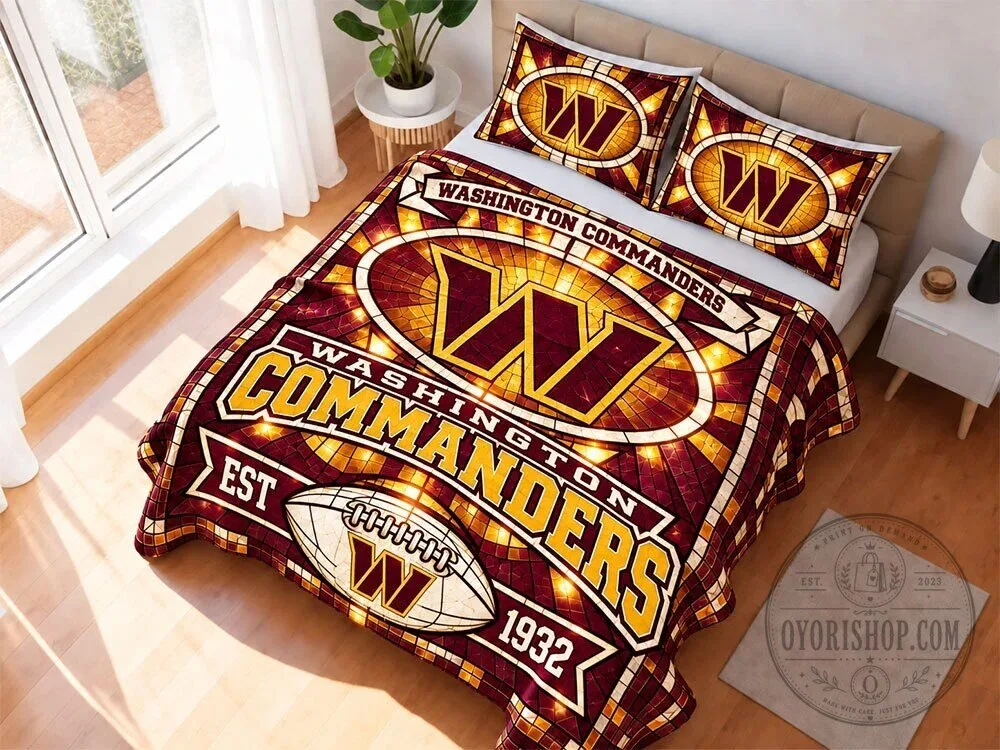 Washington Commanders Stained Glass Style Football Team Bedding Set
