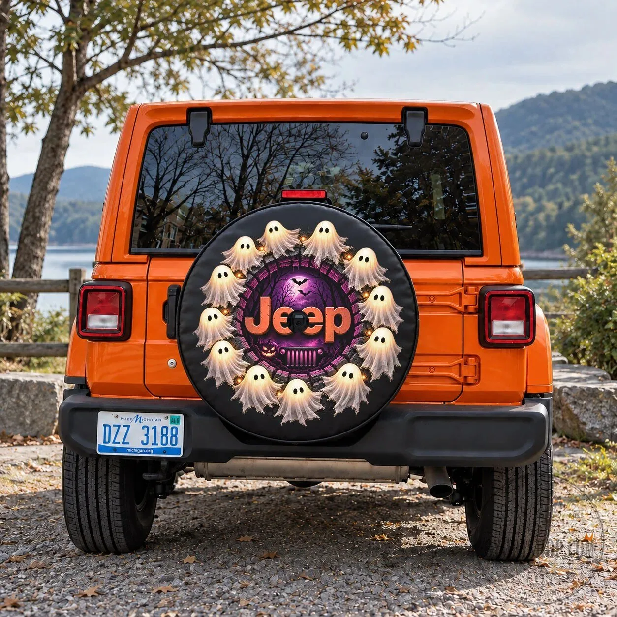 Halloween Jeep Boo Ghost Spare Tire Cover