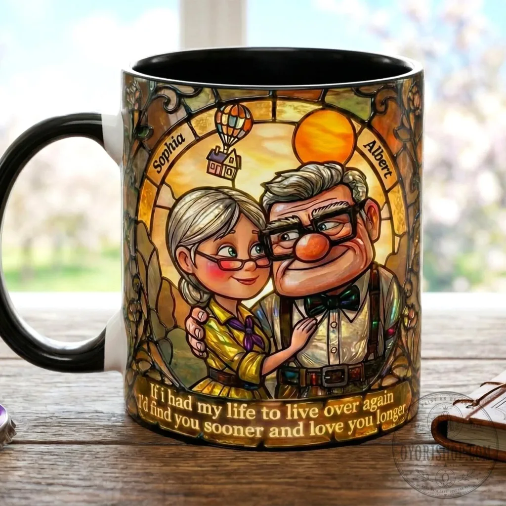 Up Carl and Ellie Personalized Coffee Mug, Disney Pixar Movie Fan Gift Up Carl and Ellie Personalized Coffee Mug, Disney Pixar Movie Fan Gift