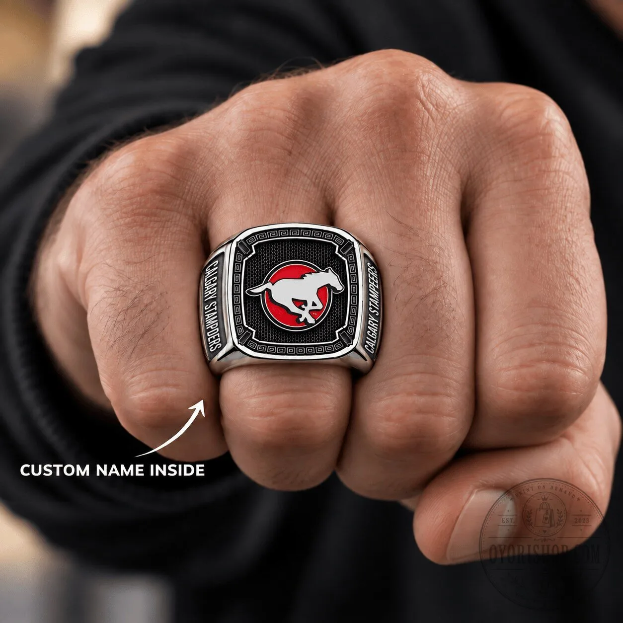Calgary Stampeders Canadian Football League Men's Custom Engraved Ring