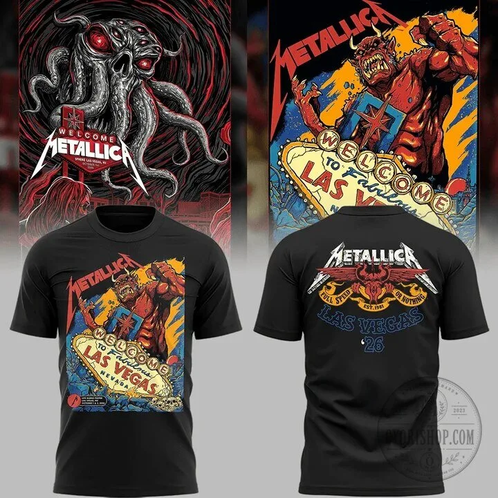 Metallica Las Vegas 2026 Welcome To Fabulous Graphic Black T-Shirt 2 Metallica Las Vegas 2026 Welcome To Fabulous Graphic Black T-Shirt
