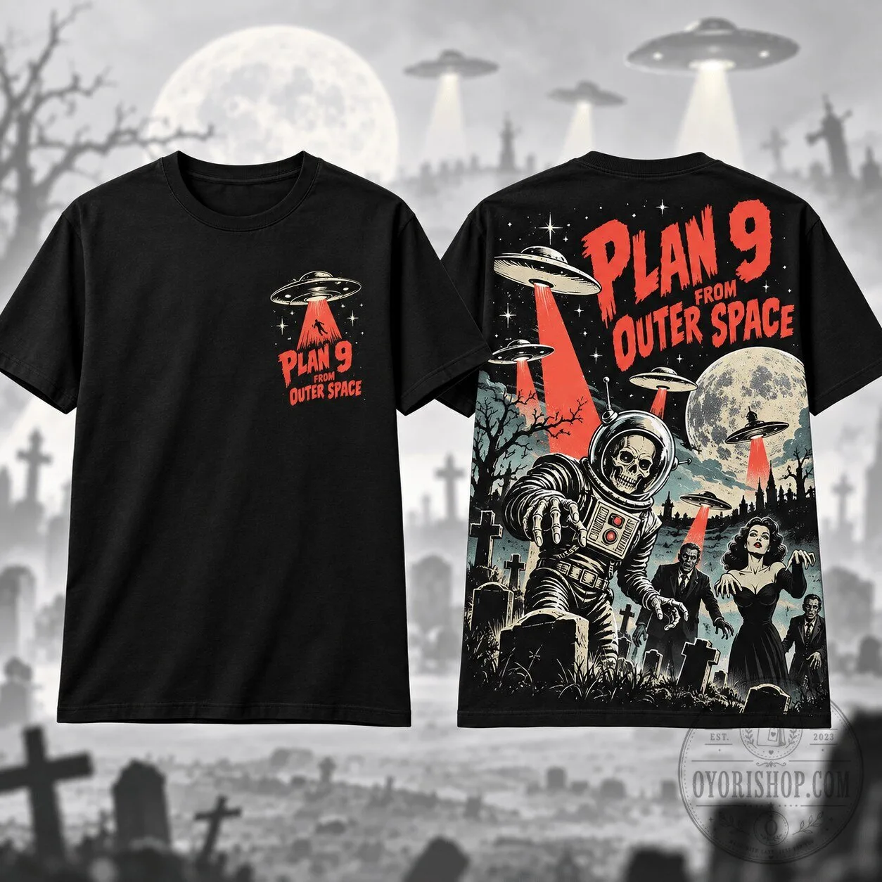 Plan 9 From Outer Space Vintage Sci-Fi Horror Movie Poster Graphic T-Shirt 1 Plan 9 From Outer Space Vintage Sci-Fi Horror Movie Poster Graphic T-Shirt