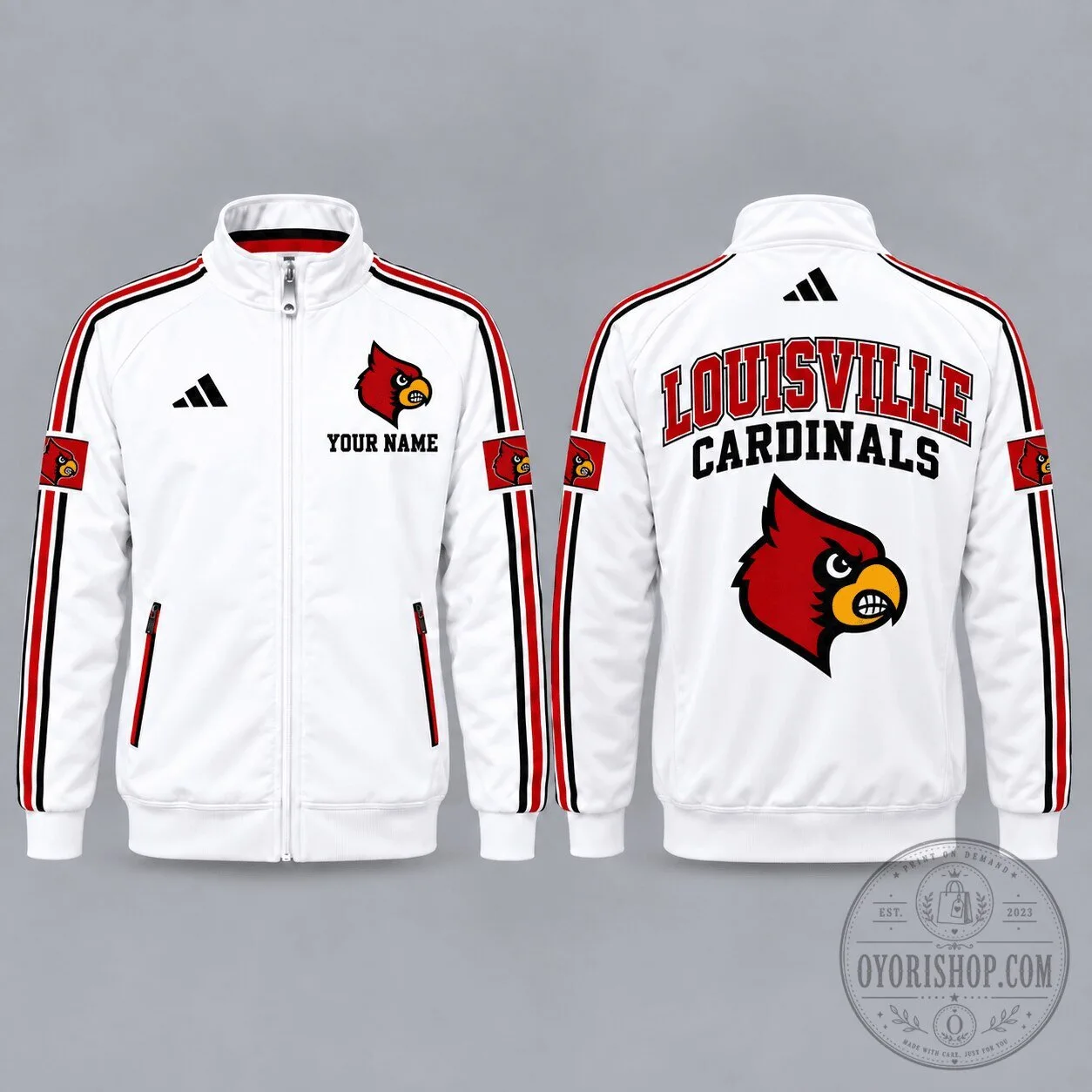 Louisville Cardinals NCAA Personalized Full-Zip Casual Jacket 2 Louisville Cardinals NCAA Personalized Full-Zip Casual Jacket