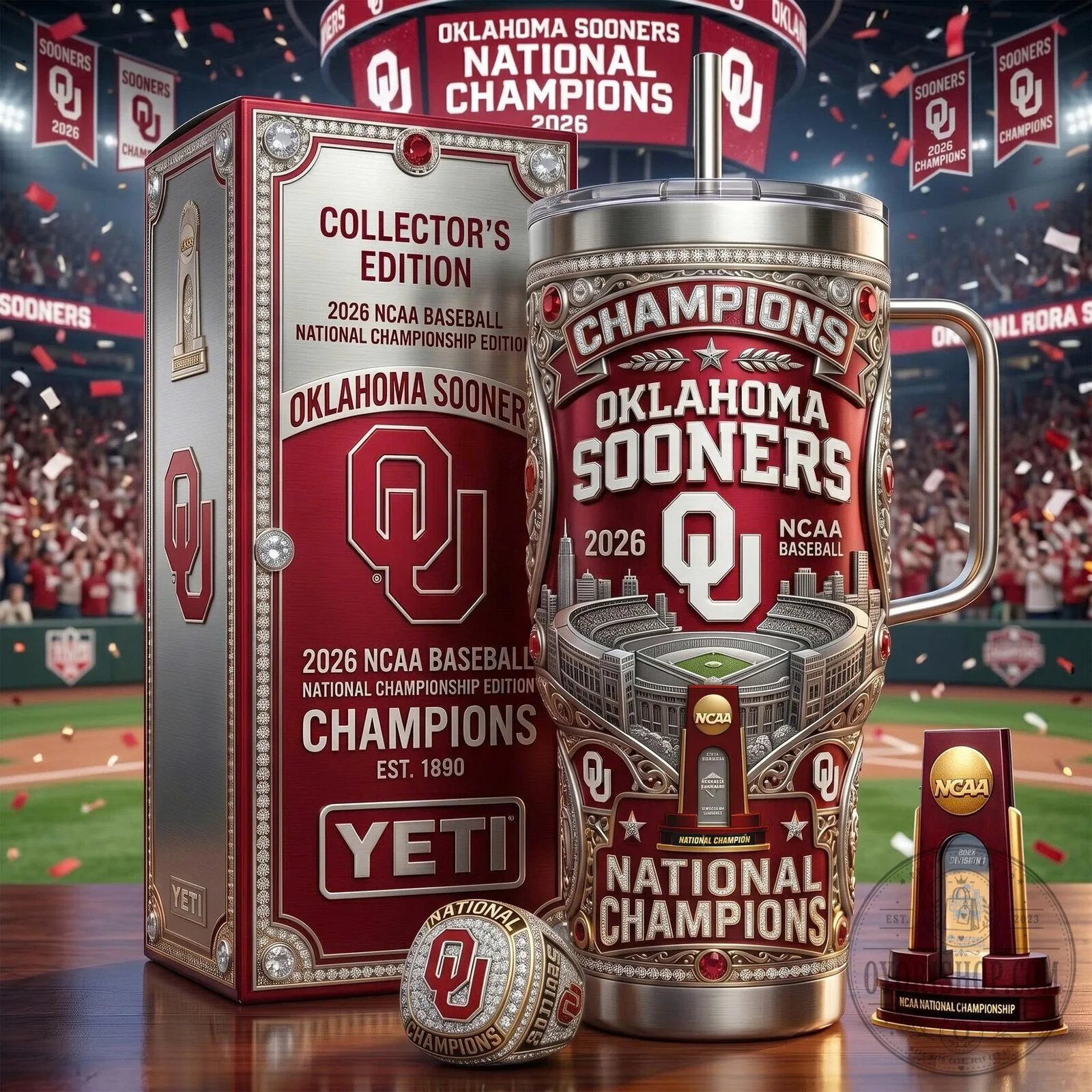 Oklahoma Sooners Baseball National Champions 2026 Yeti Tumbler