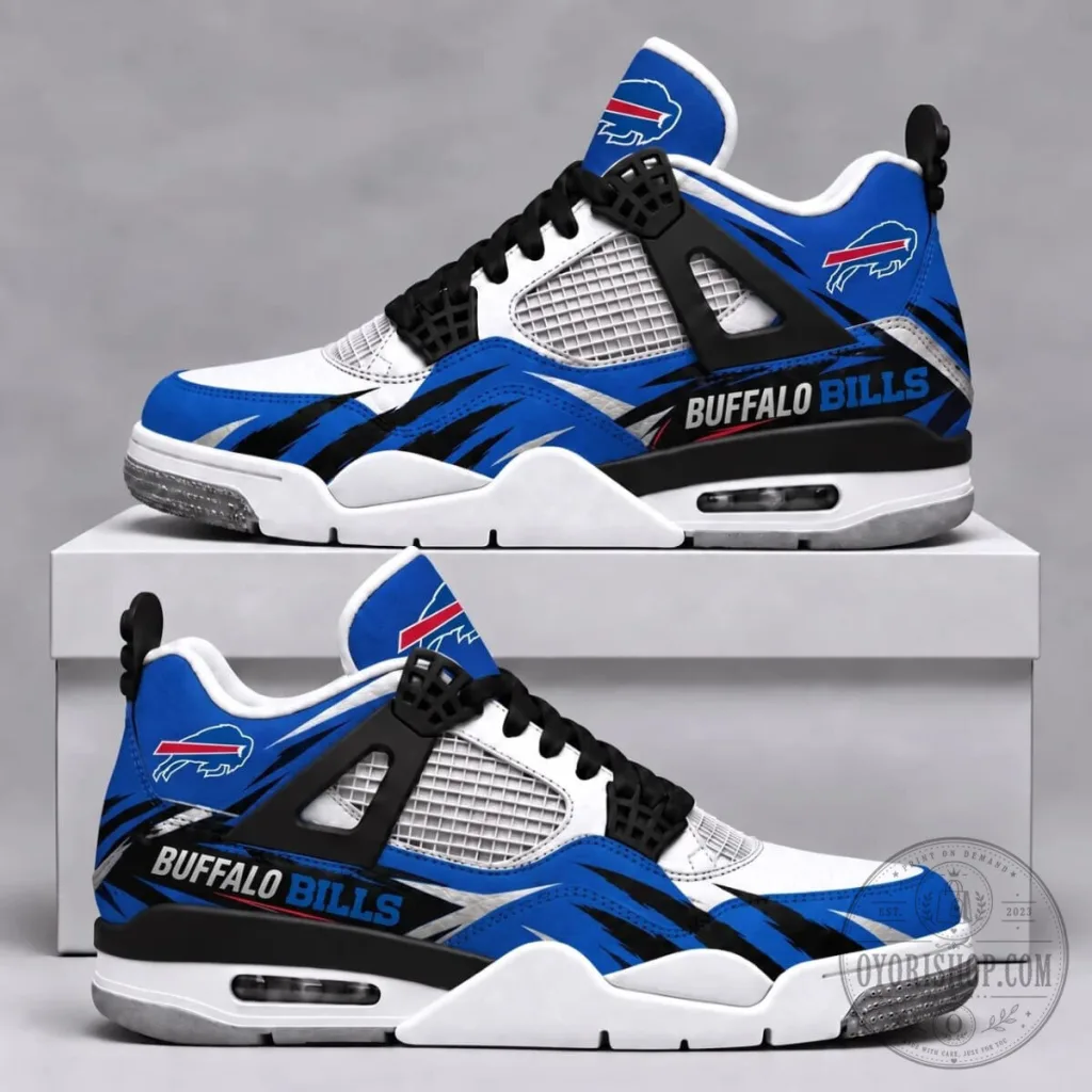 Buffalo Bills Air Jordan 4 Sneakers - Custom NFL Fan Shoes Buffalo Bills Air Jordan 4 Sneakers - Custom NFL Fan Shoes