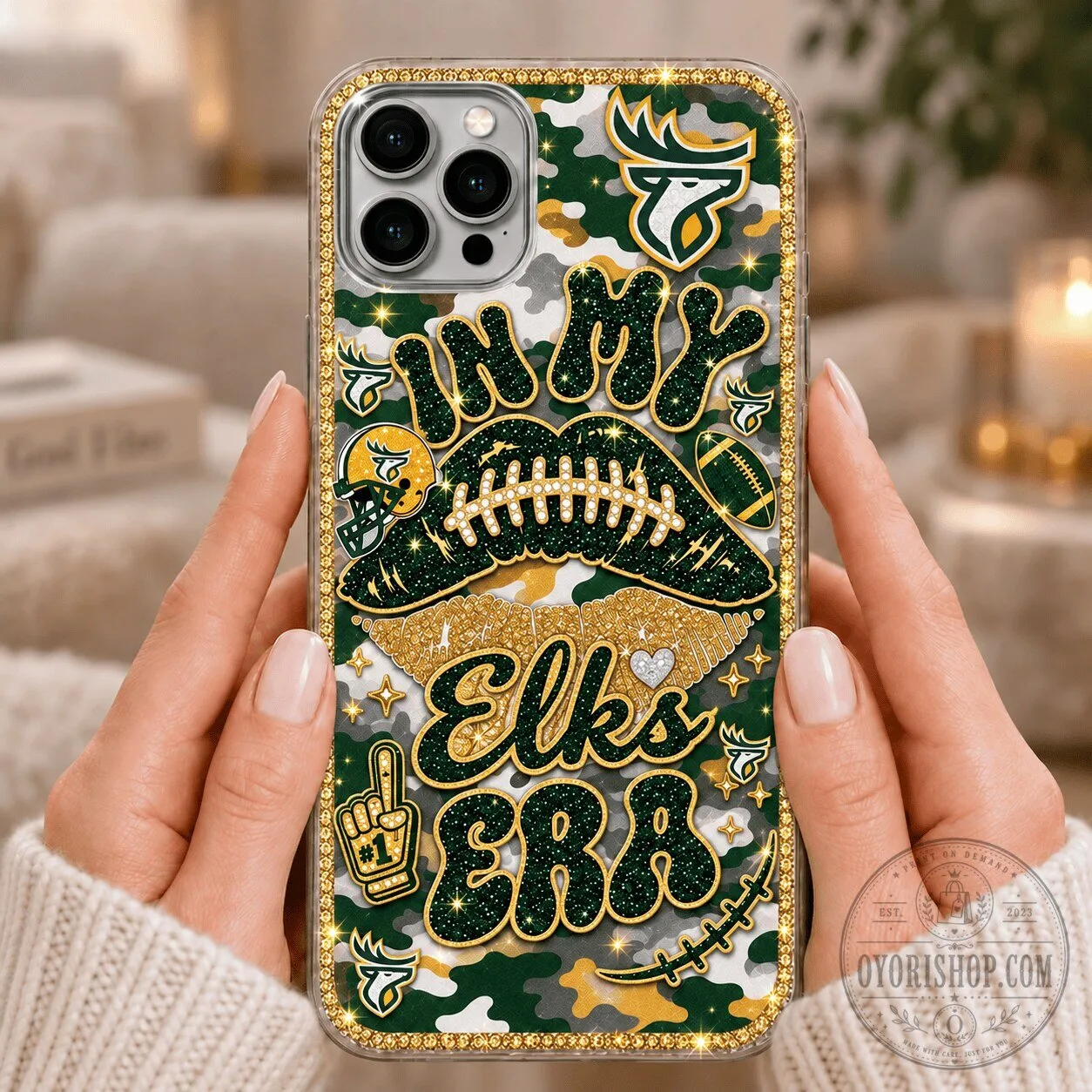 Edmonton Elks Football Team In My Elks Era Glitter Camouflage Phone Case