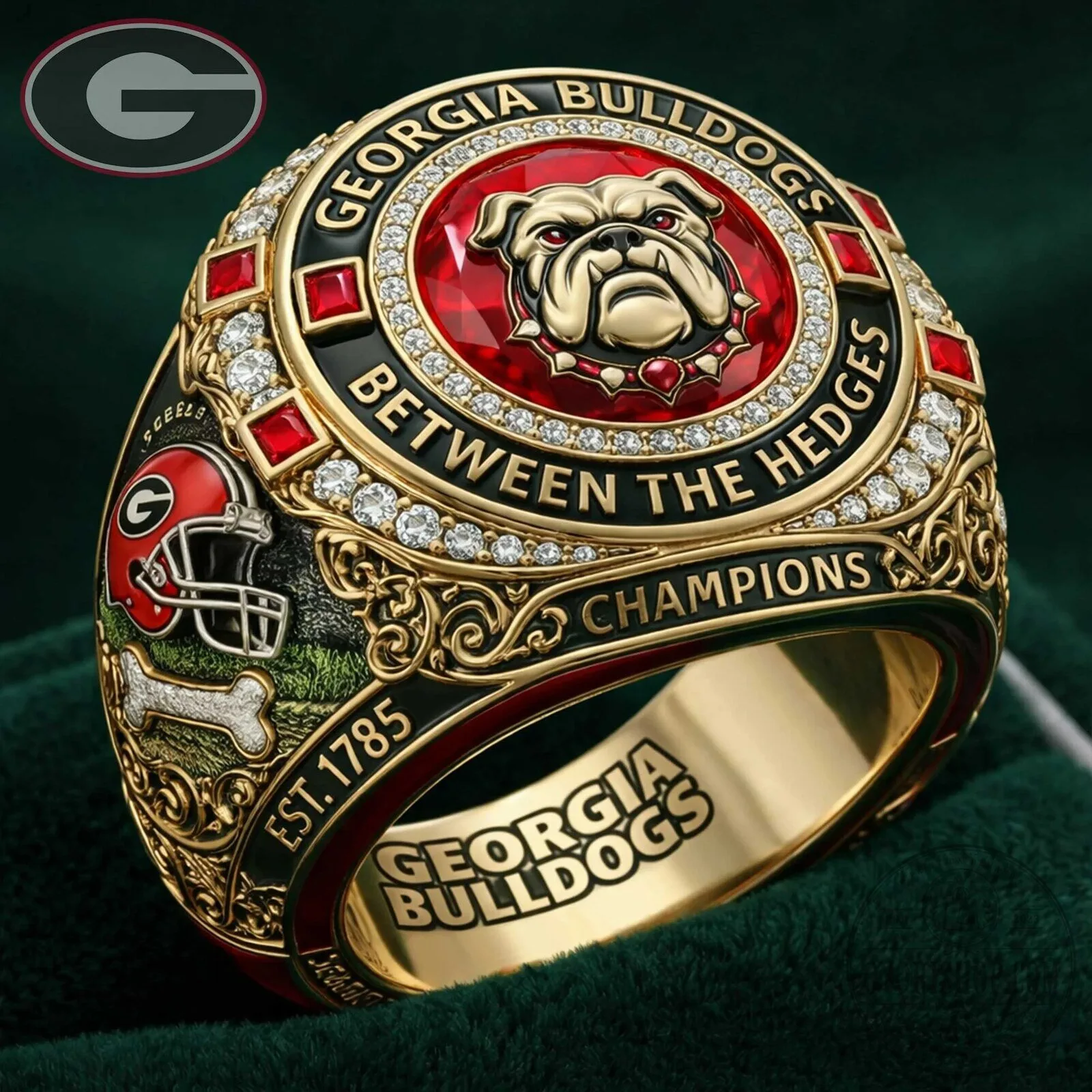 Georgia Bulldogs National Champions Gold Plated College Football Ring