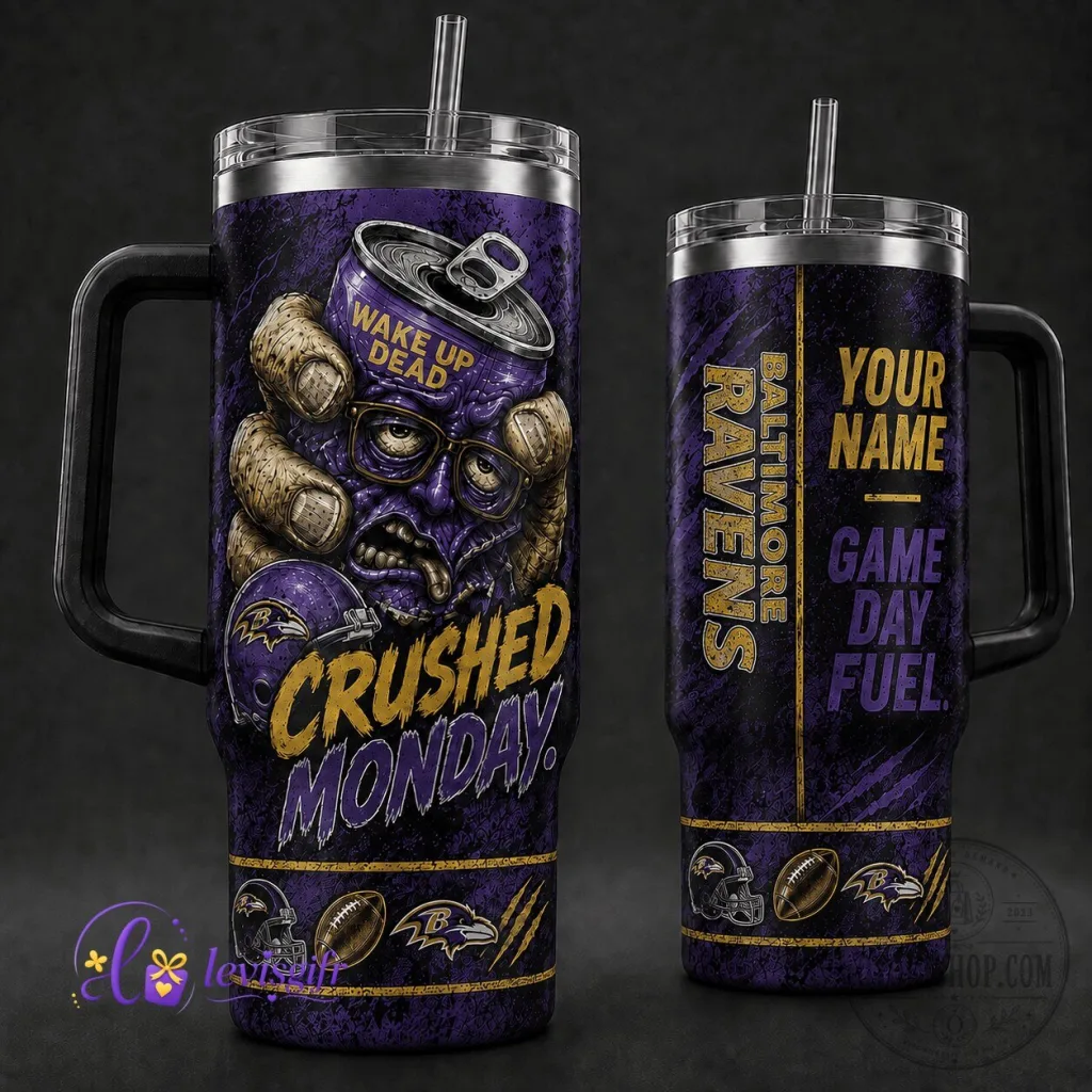 Baltimore Ravens Crushed Monday Wake Up Dead Personalized Football Tumbler Baltimore Ravens Crushed Monday Wake Up Dead Personalized Football Tumbler