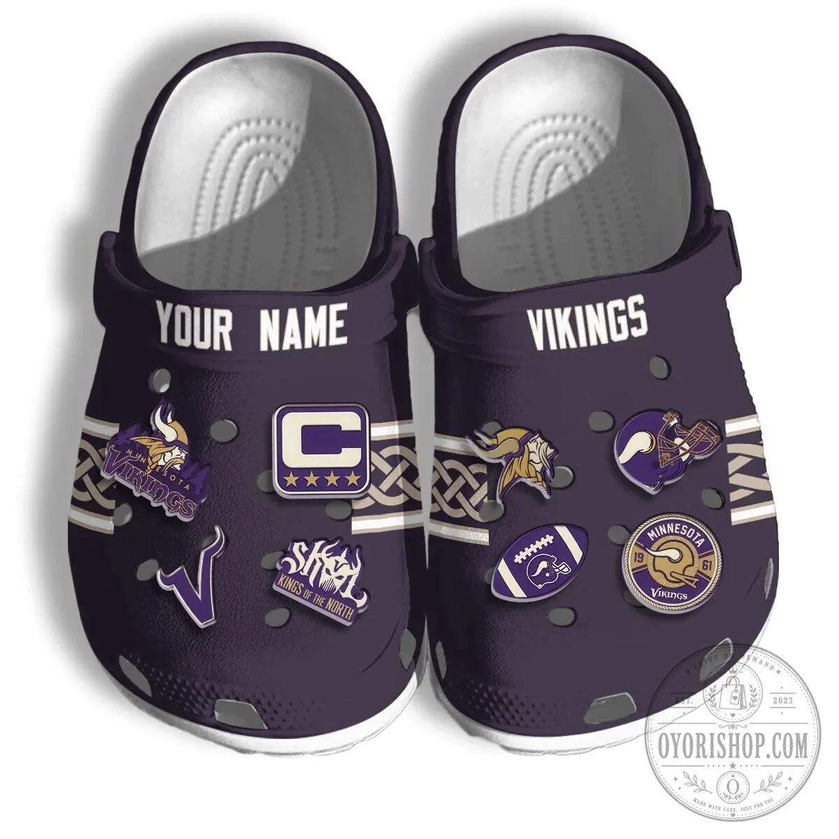 Minnesota Vikings Personalized Team Logo Fan Crocs Shoes with Charms