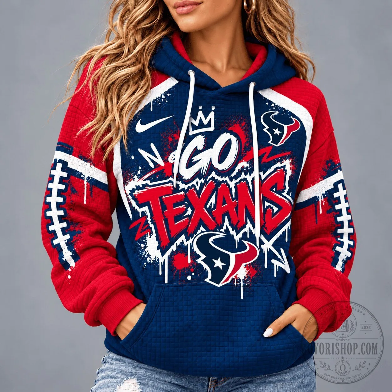 Houston Texans National Football League Graffiti Game Day Unisex Waffle Hoodie